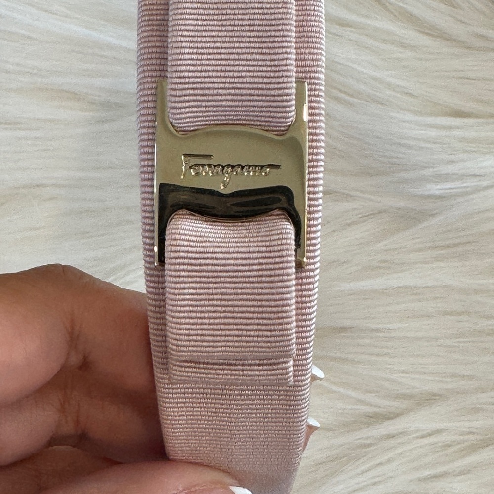 Salvatore Ferragamo Grosgrain Headband - Pink & Champagne Gold - Picture 7 of 8